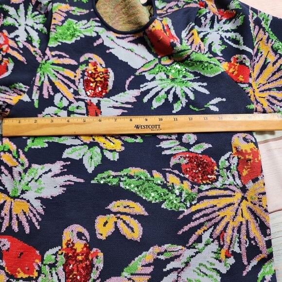 Zara Women’s Small Parrot Sequin Sweater Dress Tropical Multicolor Print - Picture 8 of 8